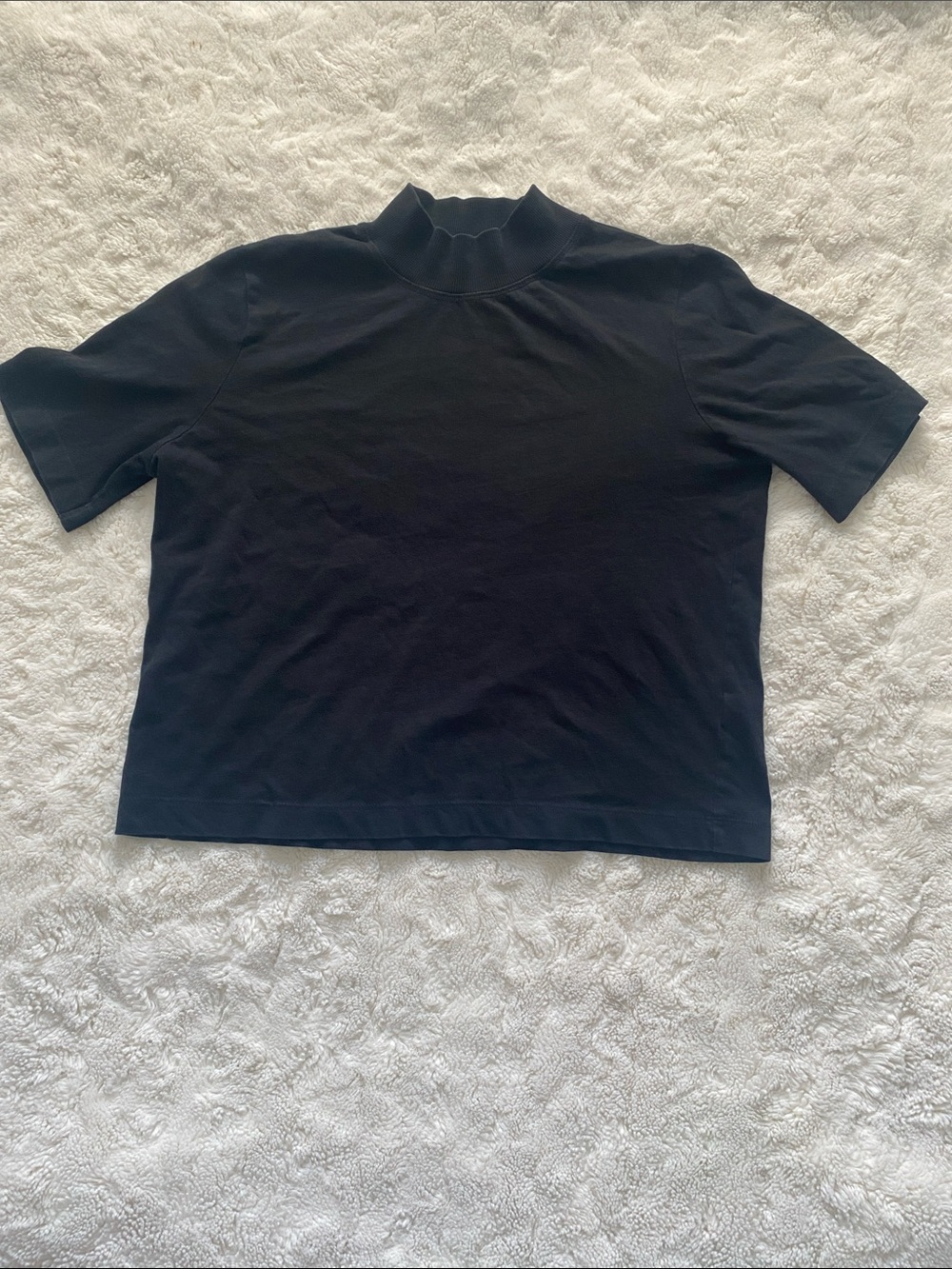 Zara Black Short Sleeve Mock Neck Top